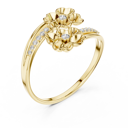 Dual Flower Bypass Split Pave Shank Lab Ring - View 2