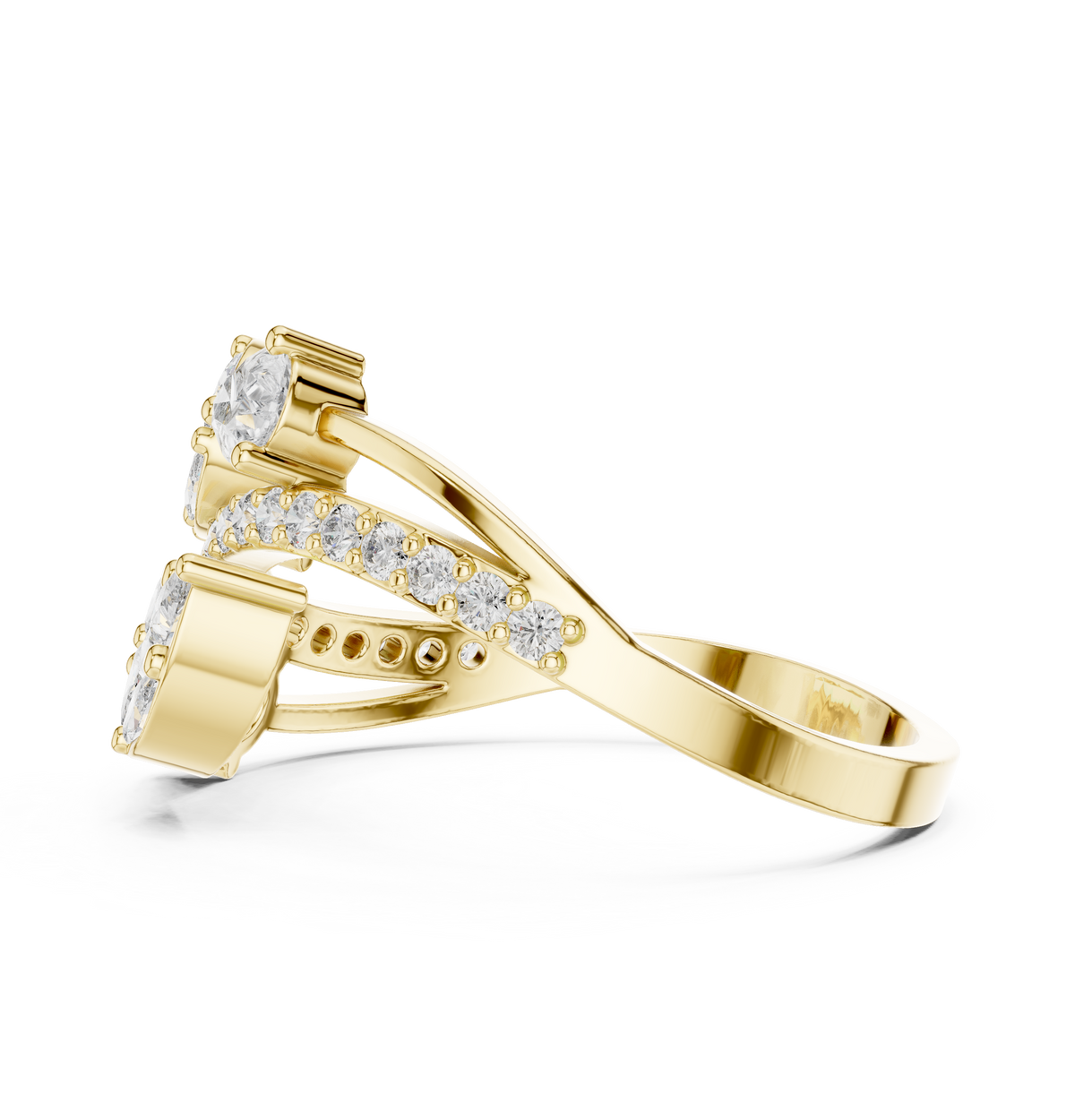 Pear Cut Lab Diamond Bypass Cluster Statement Ring - View 3