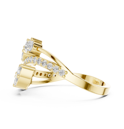 Pear Cut Lab Diamond Bypass Cluster Statement Ring - View 3