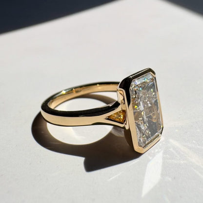 Radiant Cut Lab Diamond Bezel Solitaire Ring - View 2