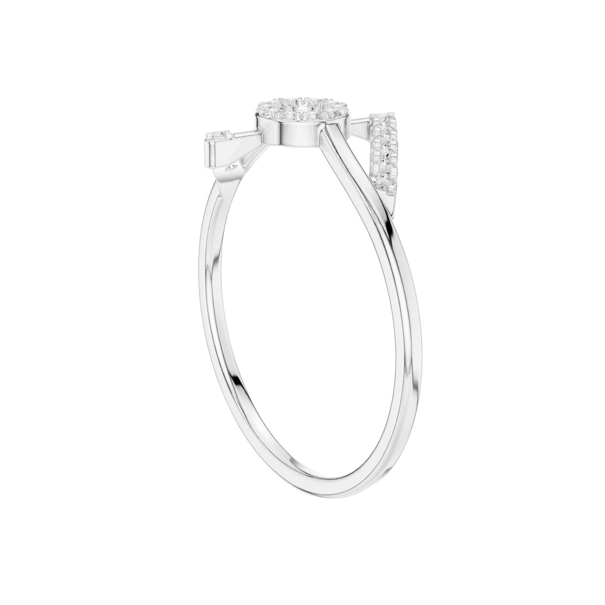 Open Circle Pave Moissanite Diamond Delicate Ring - View 12