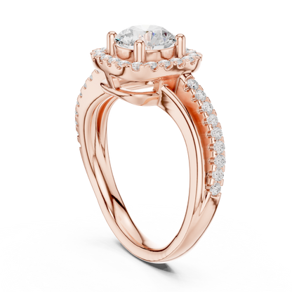 Round Halo Split Shank Lab Grown Diamond Ring - View 11