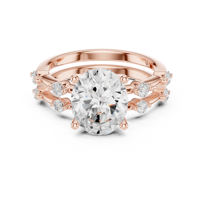 Handcrafted Oval Cut Lab Diamond Split Shank Ring - View 2