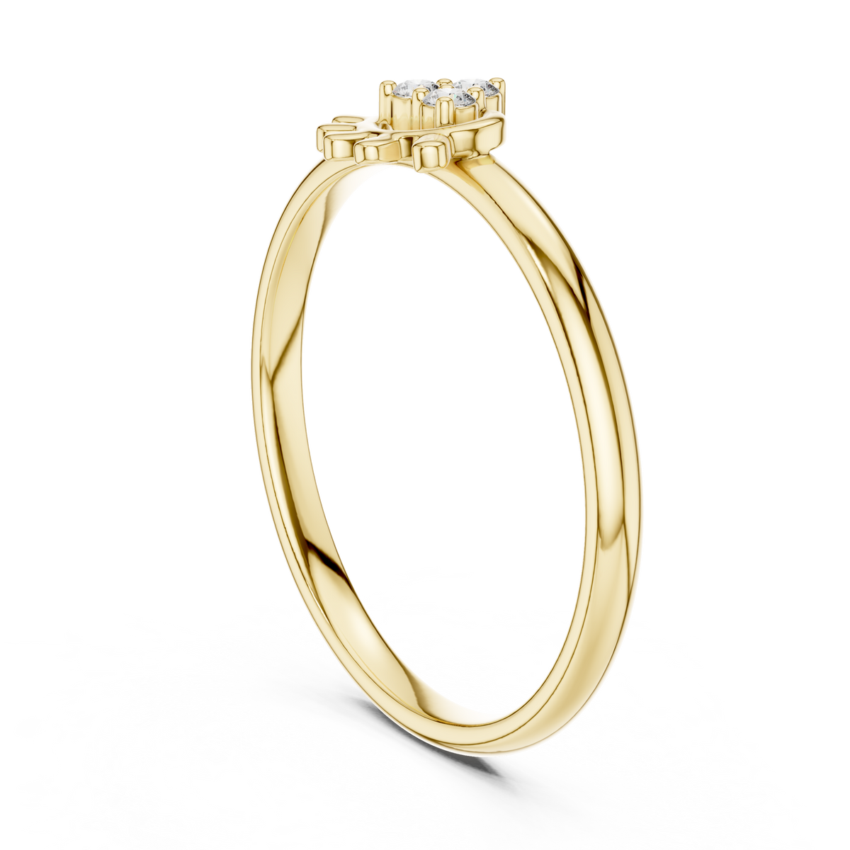 modern round lab diamond cluster delicate ring - view 5