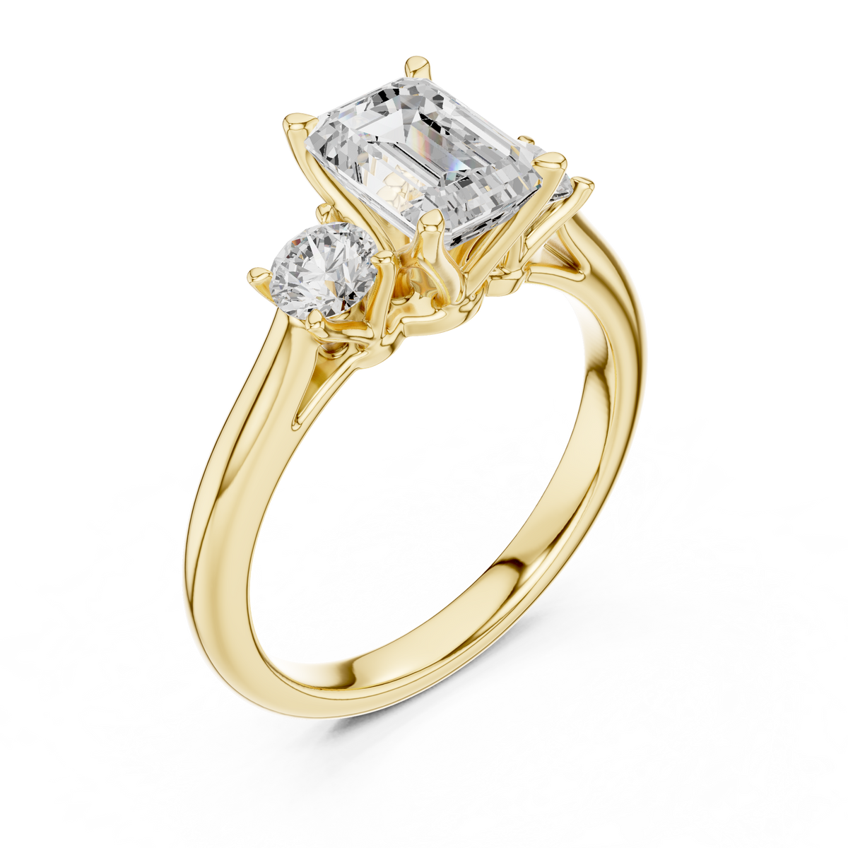 classic emerald with round side lab diamond ring - view 2