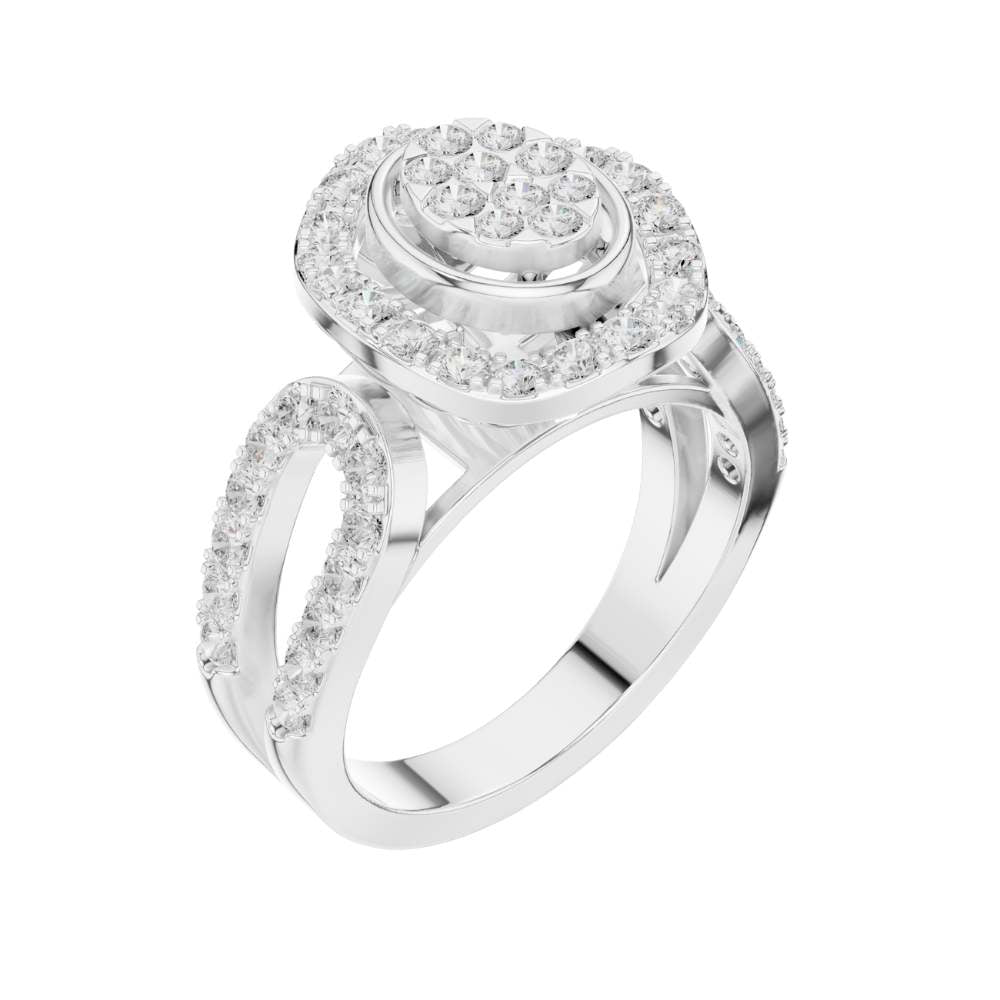 cluster round cut lab diamond split shank engagement ring - view 6