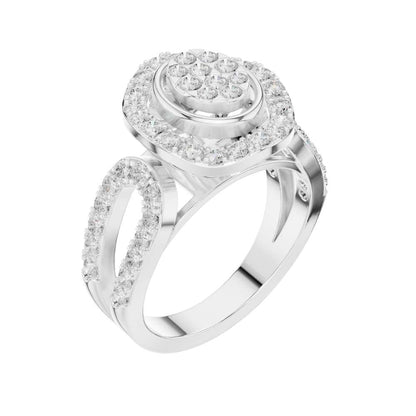 Cluster Round Cut Lab Diamond Split Shank Engagement Ring - View 6