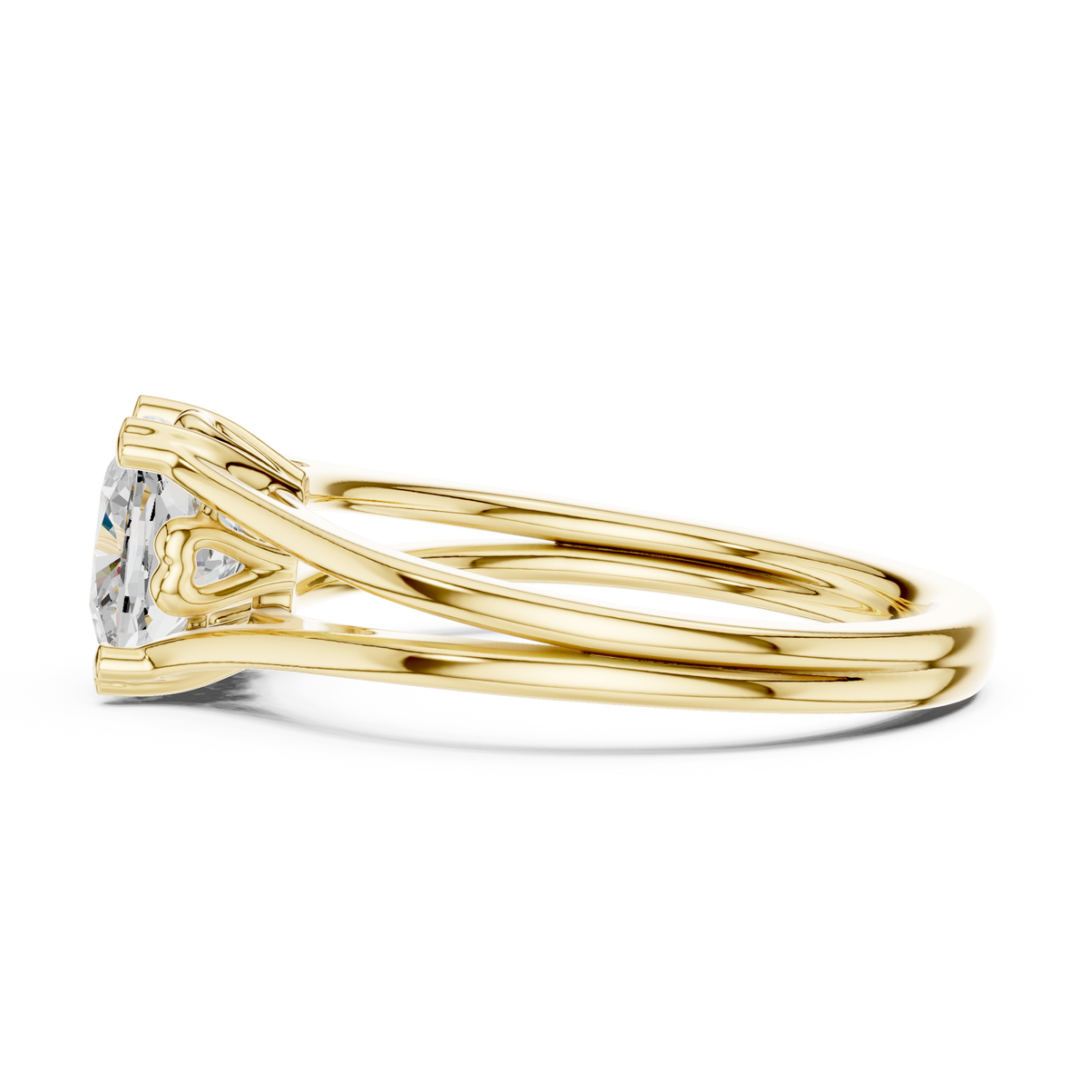 Split Shank Cushion Cut Lab Diamond Solitaire Rings - View 8