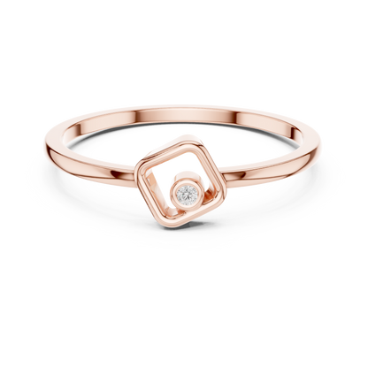 Round Cut Lab Diamond Open Square Geometric Solitaire Ring - View 2