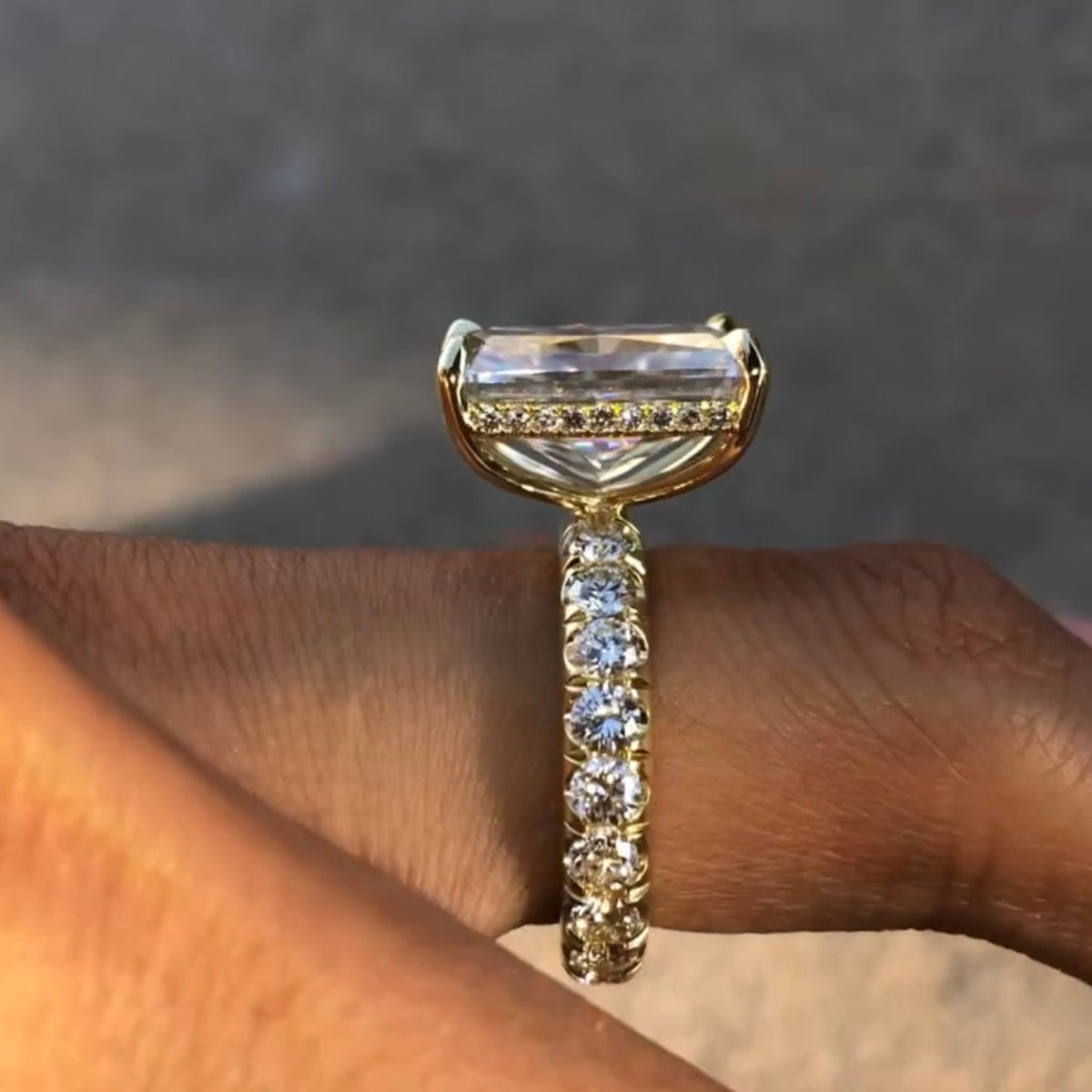 radiant cut solitaire lab diamond engagement ring - view 3