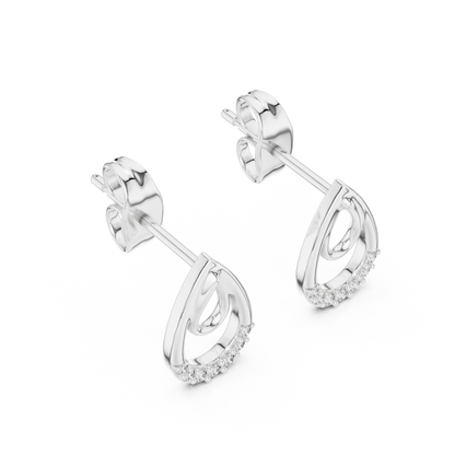 Iconic Loop Round Lab Diamond Stud Earrings with Interlinked Teardrop Elegance - View 6