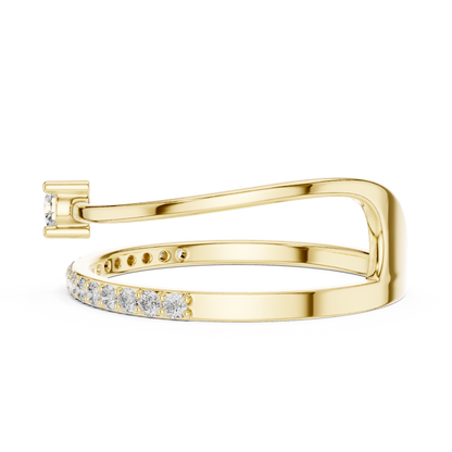 Round Cut Lab Diamond Open Wrap Pave Bypass Ring - View 8