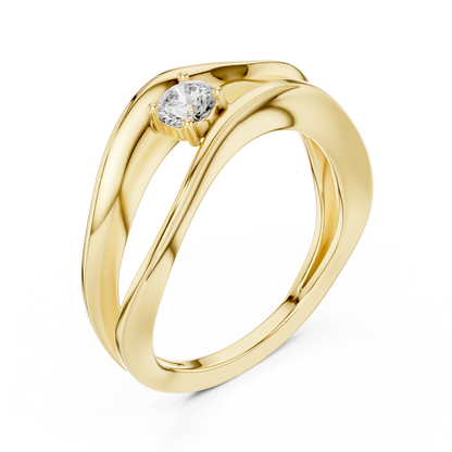 Round Solitaire Twisted Sculpted Split Band Lab Grown Ring - View 12