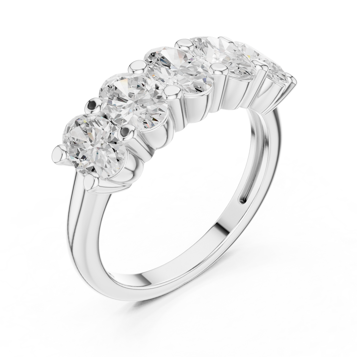 Oval Cut Five Stone Moissanite Diamond Ring - View 6