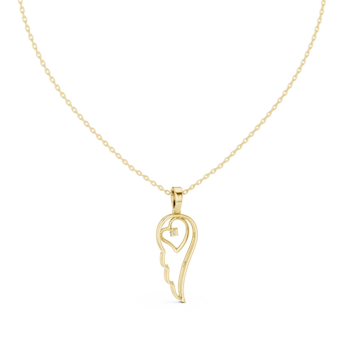 abstract spiritual silhouette charm pendant with round lab grown diamond - view 7