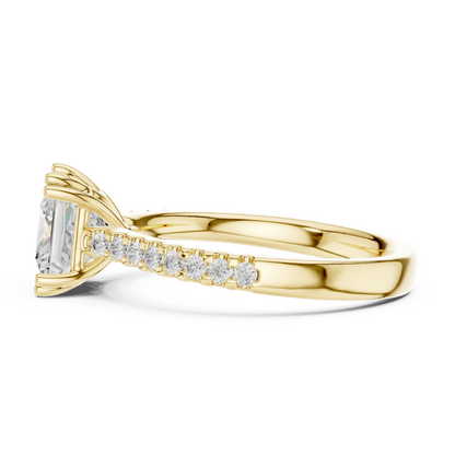 Princess Cut Moissanite Diamond Double Pave Solitaire Engagement Ring - View 7