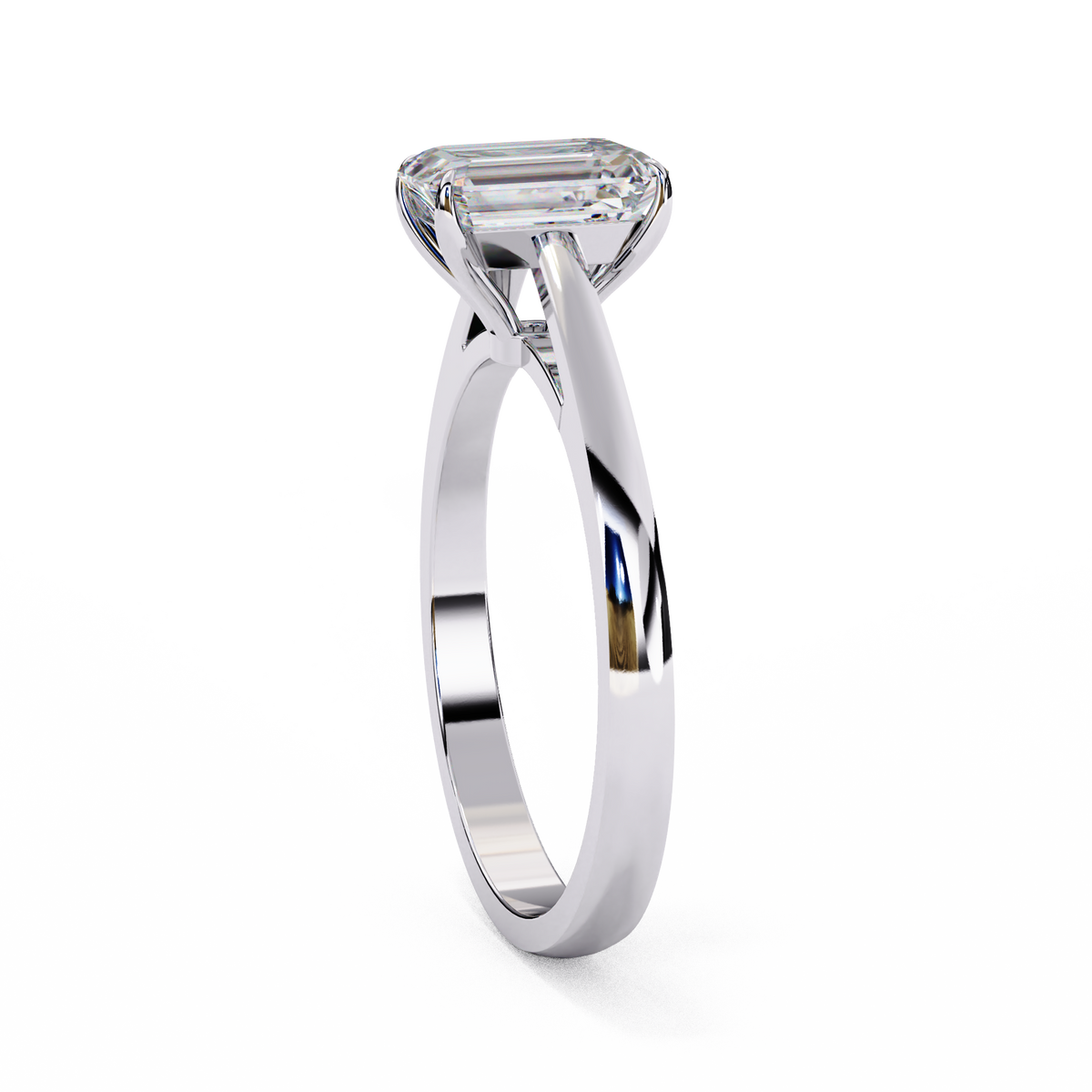 Radiant Cut Lab Diamond Engagement Solitaire Ring - View 3