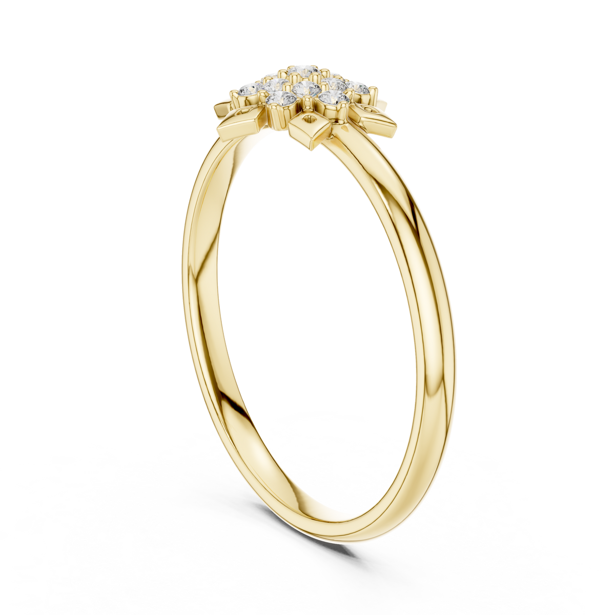 Snowflake Round Lab Diamond Cluster Anniversary Ring - View 5