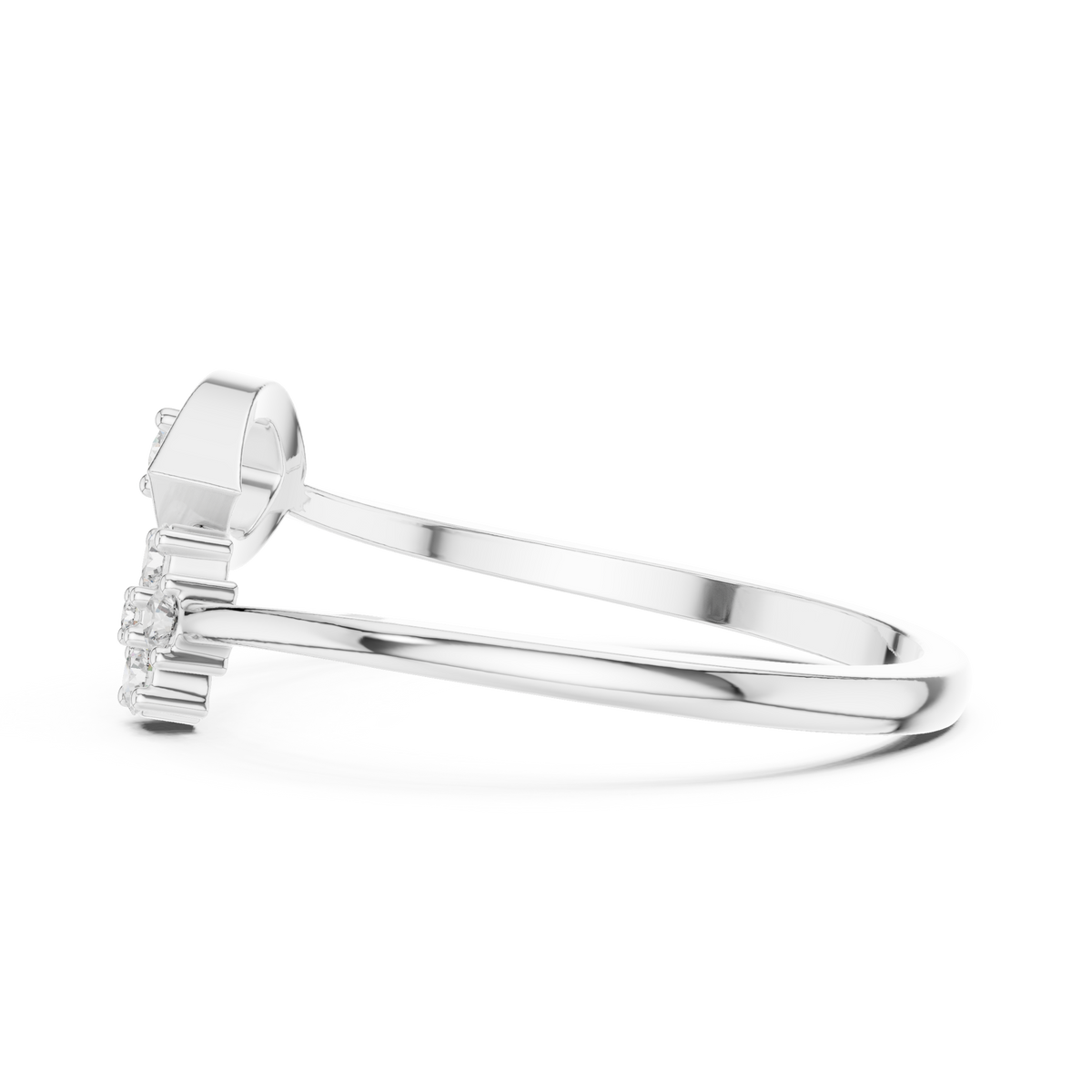 open leaf with flower round lab diamond bypass ring - view 9