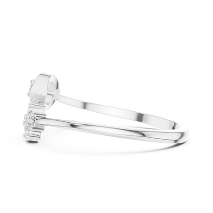 Open Leaf With Flower Round Lab Diamond Bypass Ring - View 9