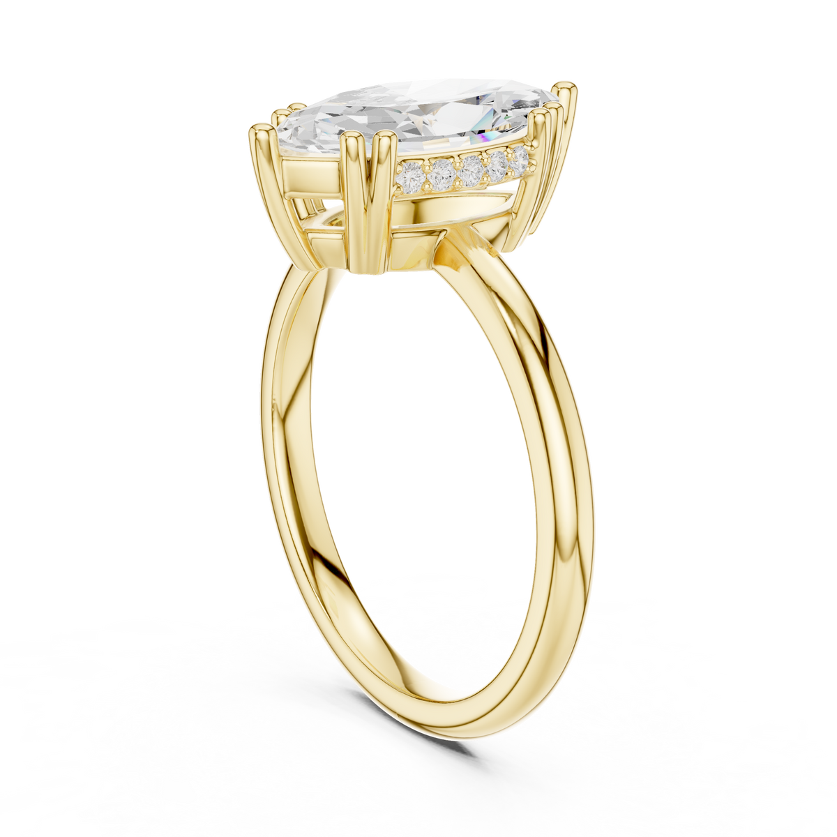 Solitaire Marquise Cut Lab Diamond Ring - View 5