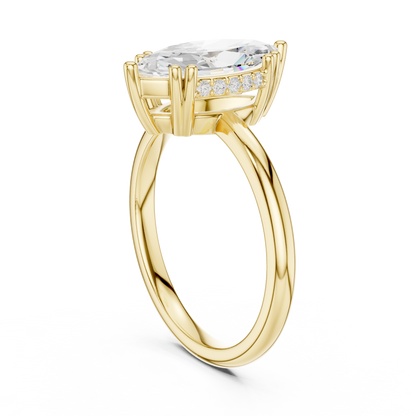 Solitaire Marquise Cut Lab Diamond Ring - View 5