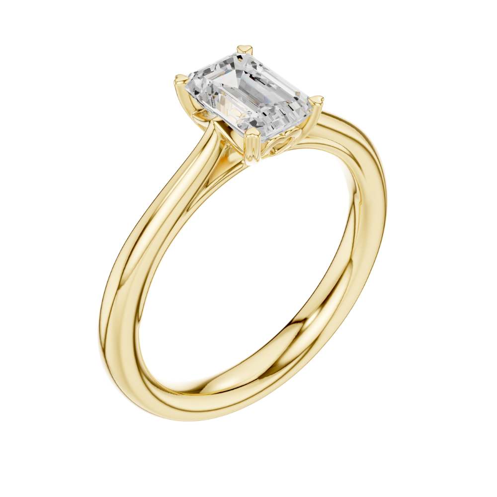 Brilliant Emerald Cut Lab Diamond Classic Solitaire Ring - View 4
