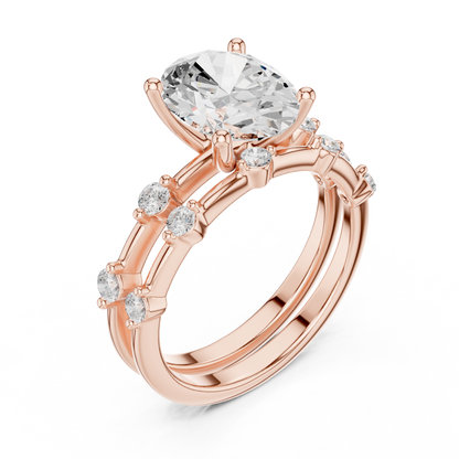 Handcrafted Oval Cut Lab Diamond Split Shank Ring - View 5
