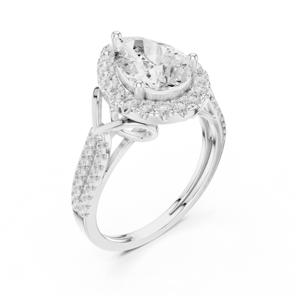 Pear Cut Lab Diamond Split Shank Engagement Ring - View 6