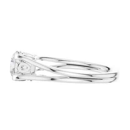 Round Cut Lab Diamond Split Shank Solitaire Engagement Ring - View 9