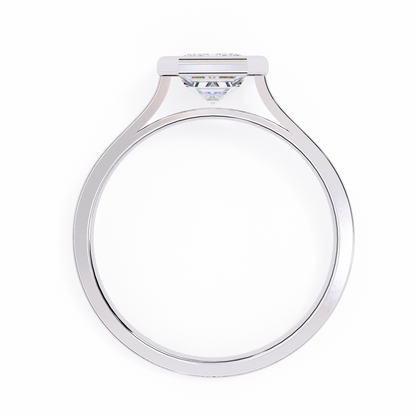 Bezel Setting Emerald Cut Lab Diamond Engagement Ring - View 10