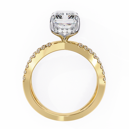 Emerald Cut Split Shank Pave Lab Diamond Engagement Ring - View 8