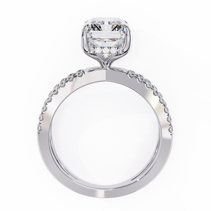 Emerald Cut Split Shank Pave Lab Diamond Engagement Ring - View 10