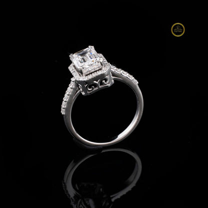 Emerald Cut Halo Lab Diamond Ring - View 2