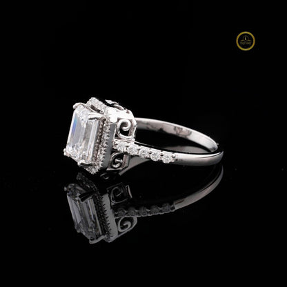 Emerald Cut Halo Lab Diamond Ring - View 3