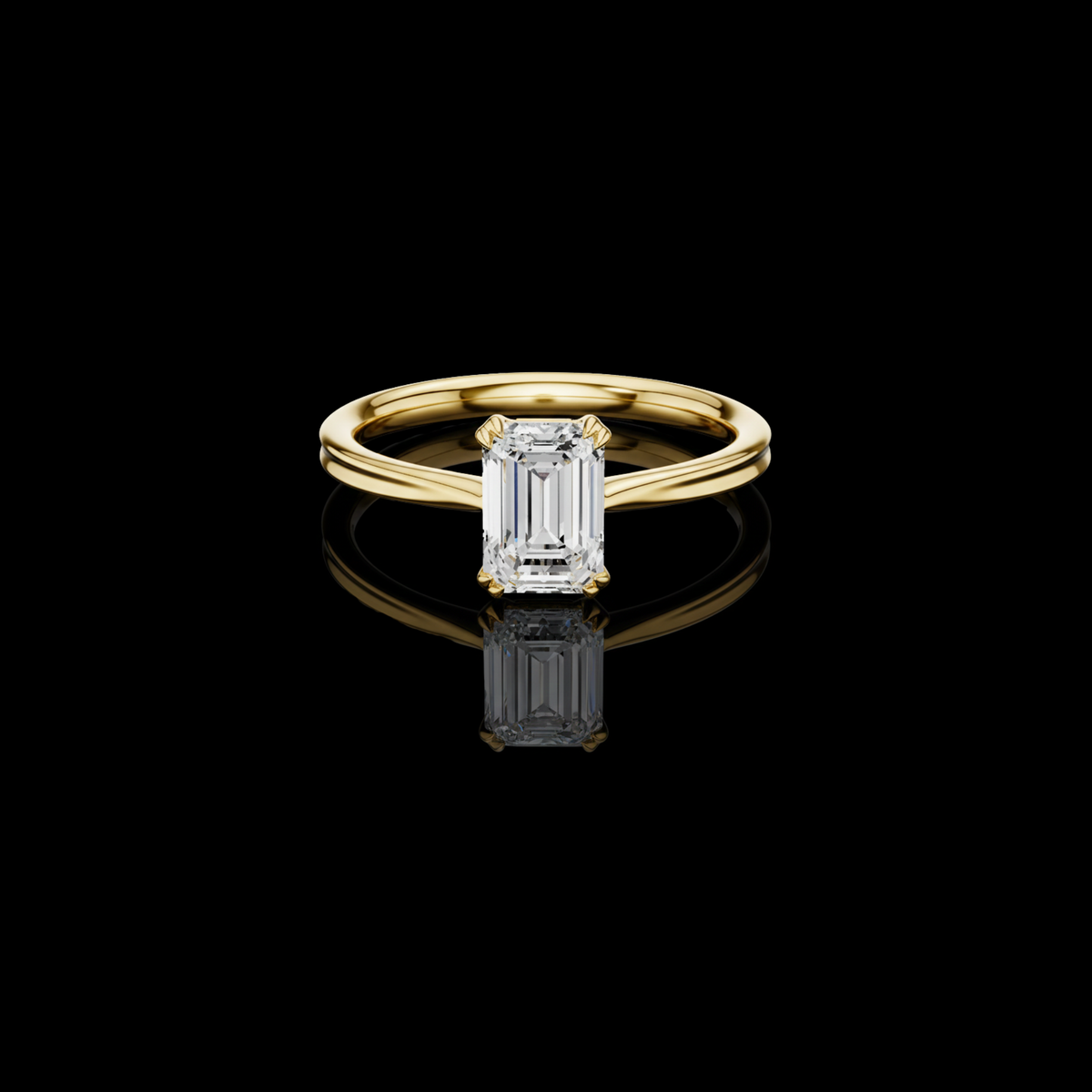 Emerald Cut Lab Diamond Solitaire Engagement Ring