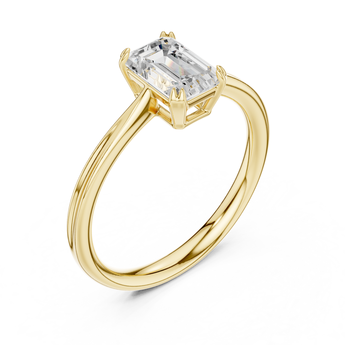 Emerald Cut Lab Diamond Solitaire Engagement Ring - View 2