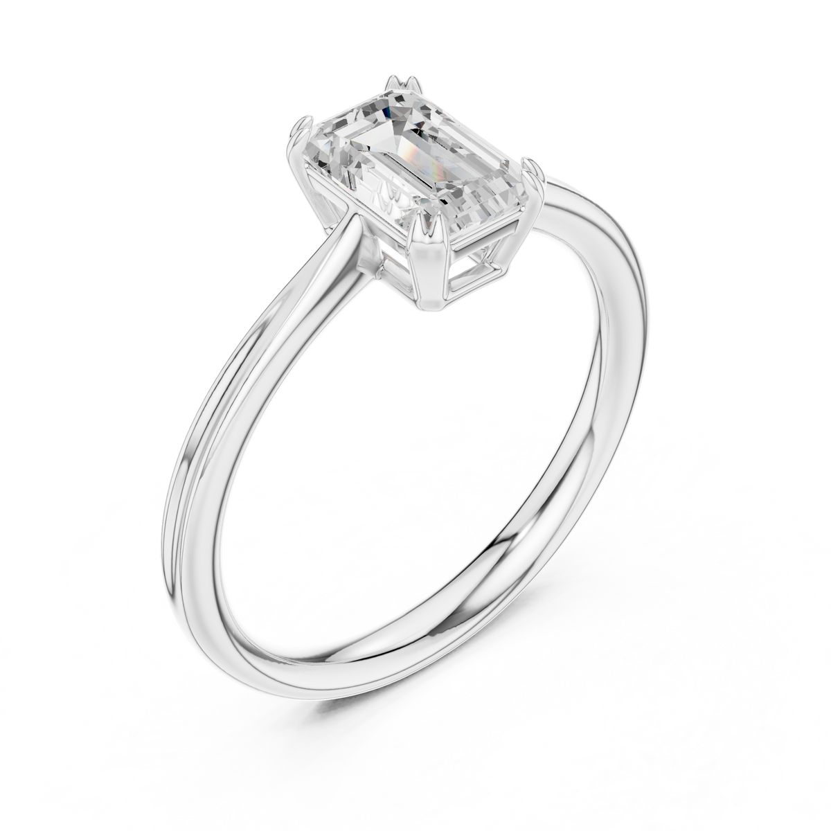 Emerald Cut Lab Diamond Solitaire Engagement Ring - View 4