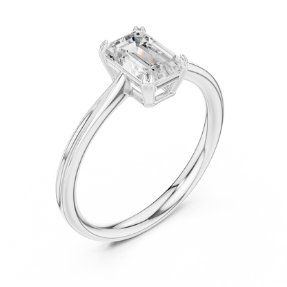 Emerald Cut Lab Diamond Solitaire Engagement Ring - View 4