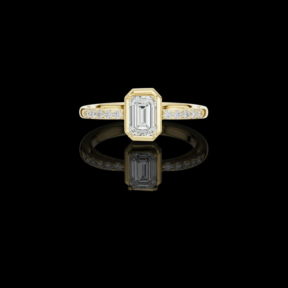 Emerald Cut Lab Diamond Ring with Classic Bezel Setting