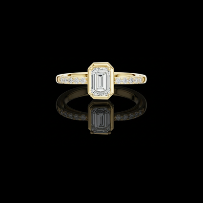 Emerald Cut Lab Diamond Ring with Classic Bezel Setting