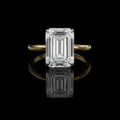 Classic Emerald Cut Lab Diamond Solitaire Ring With Four Prong