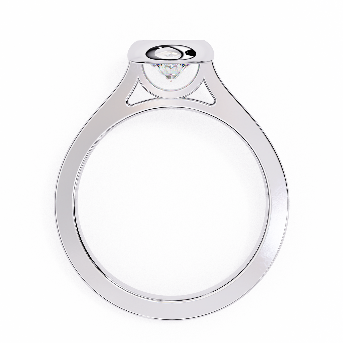 Round Cut Bezel Setting Lab Diamond Solitaire Wedding Ring - View 10