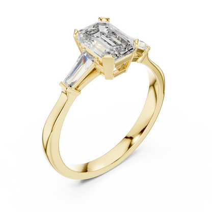 Emerald Cut Lab Diamond Three Stone Wedding Ring - View 9