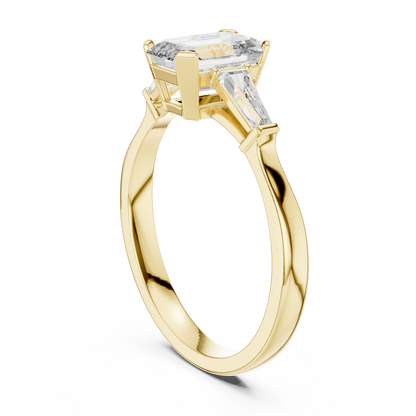 Emerald Cut Lab Diamond Three Stone Wedding Ring - View 8