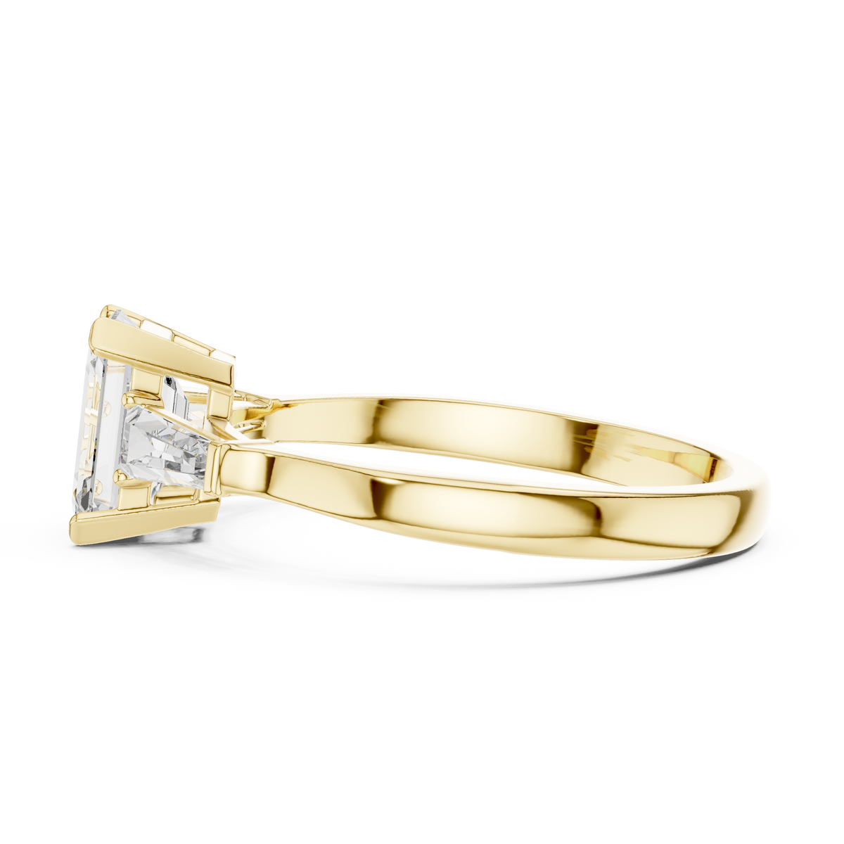 Emerald Cut Lab Diamond Three Stone Wedding Ring - View 10
