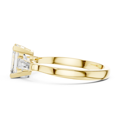 Emerald Cut Lab Diamond Three Stone Wedding Ring - View 10