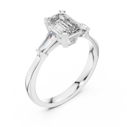 Emerald Cut Lab Diamond Three Stone Wedding Ring - View 6