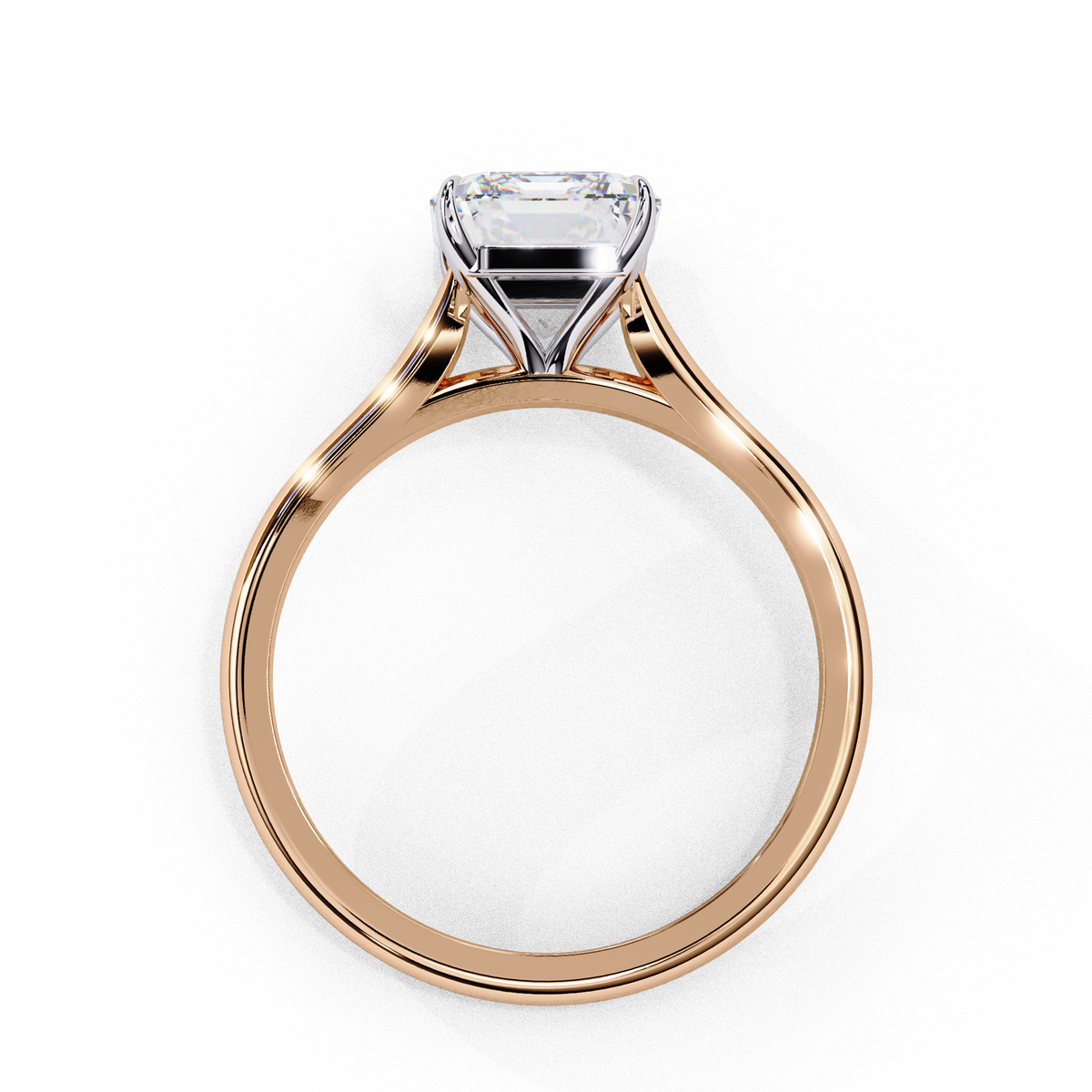 Classic Emerald Cut Lab Diamond Solitaire Ring With Four Prong - View 6