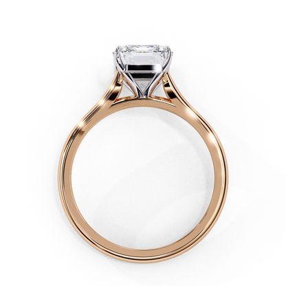 Classic Emerald Cut Lab Diamond Solitaire Ring With Four Prong - View 6